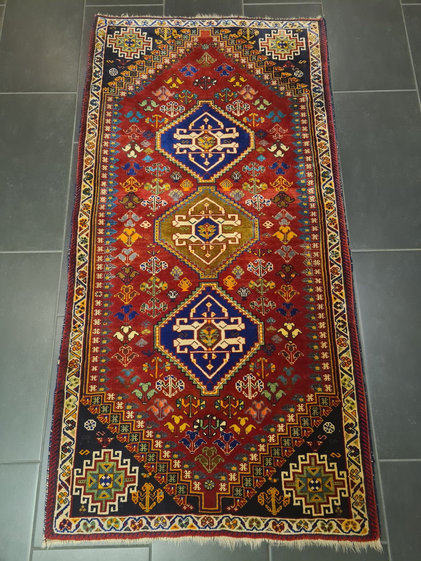 Perserteppich Orientteppich Antiker Handgeknüpfter Shiraz 175x90cm