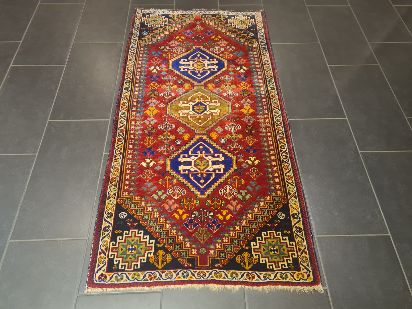 Perserteppich Orientteppich Antiker Handgeknüpfter Shiraz 175x90cm