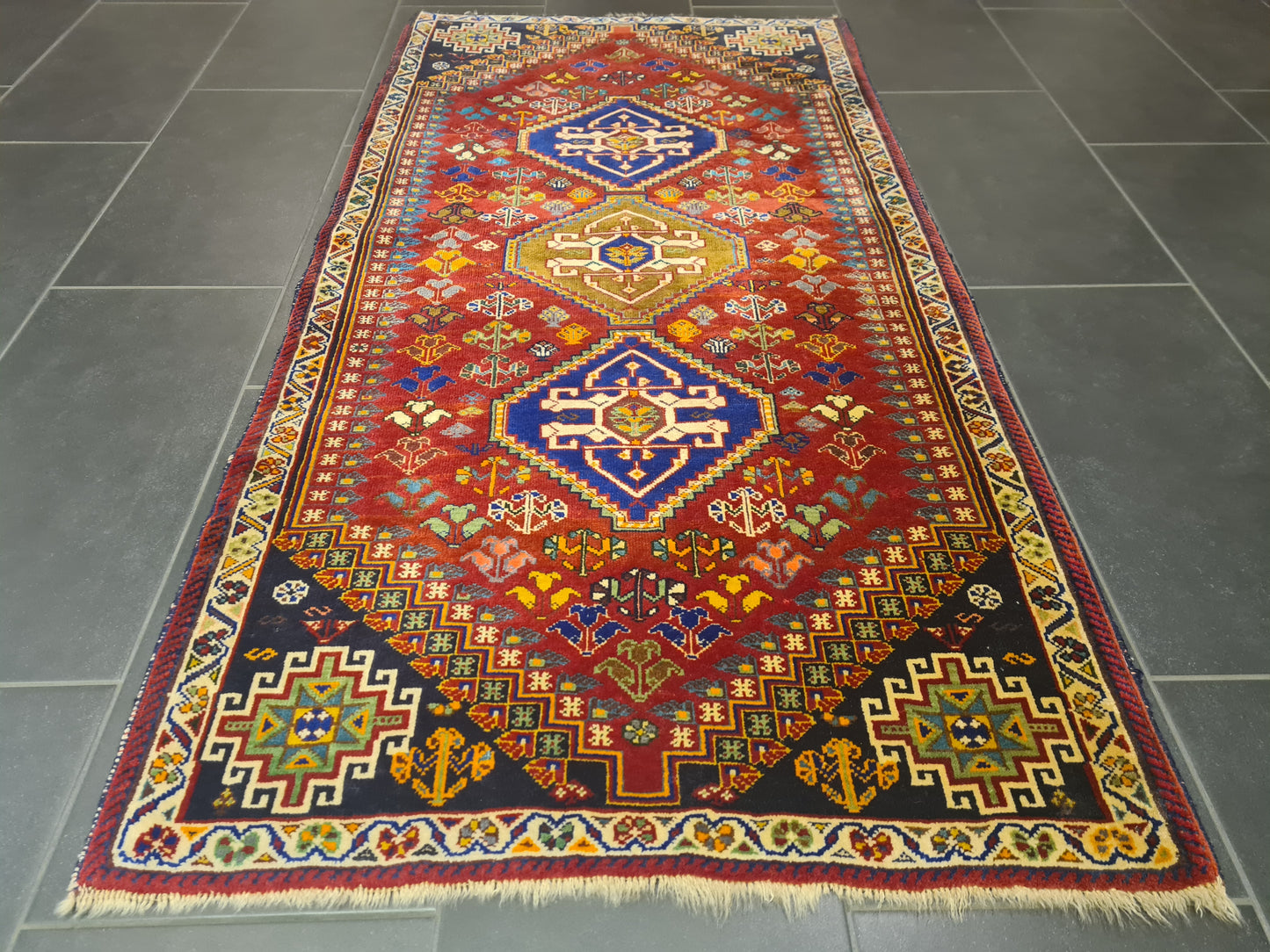 Perserteppich Orientteppich Antiker Handgeknüpfter Shiraz 175x90cm