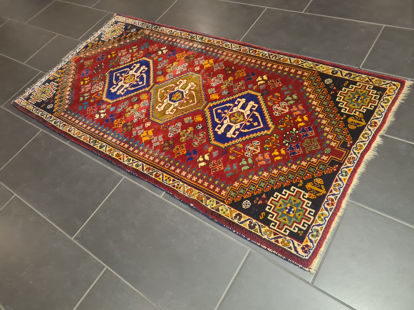 Perserteppich Orientteppich Antiker Handgeknüpfter Shiraz 175x90cm