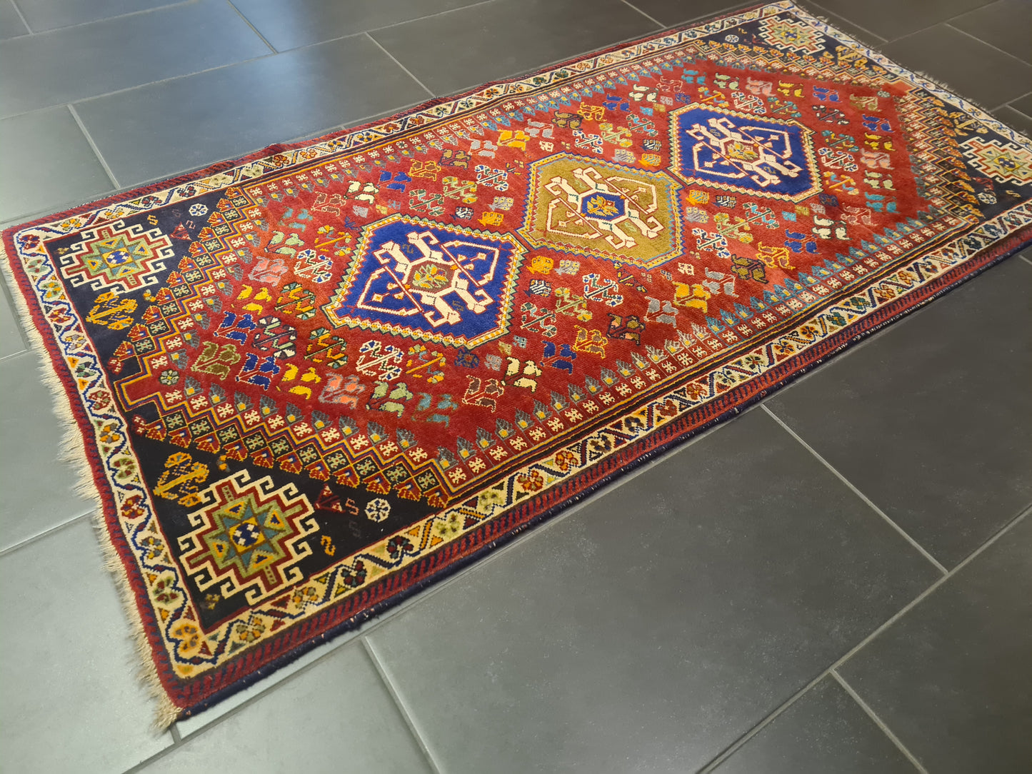 Perserteppich Orientteppich Antiker Handgeknüpfter Shiraz 175x90cm