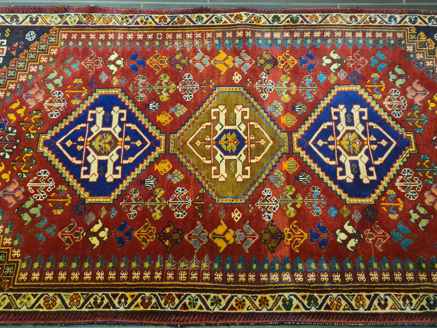 Perserteppich Orientteppich Antiker Handgeknüpfter Shiraz 175x90cm