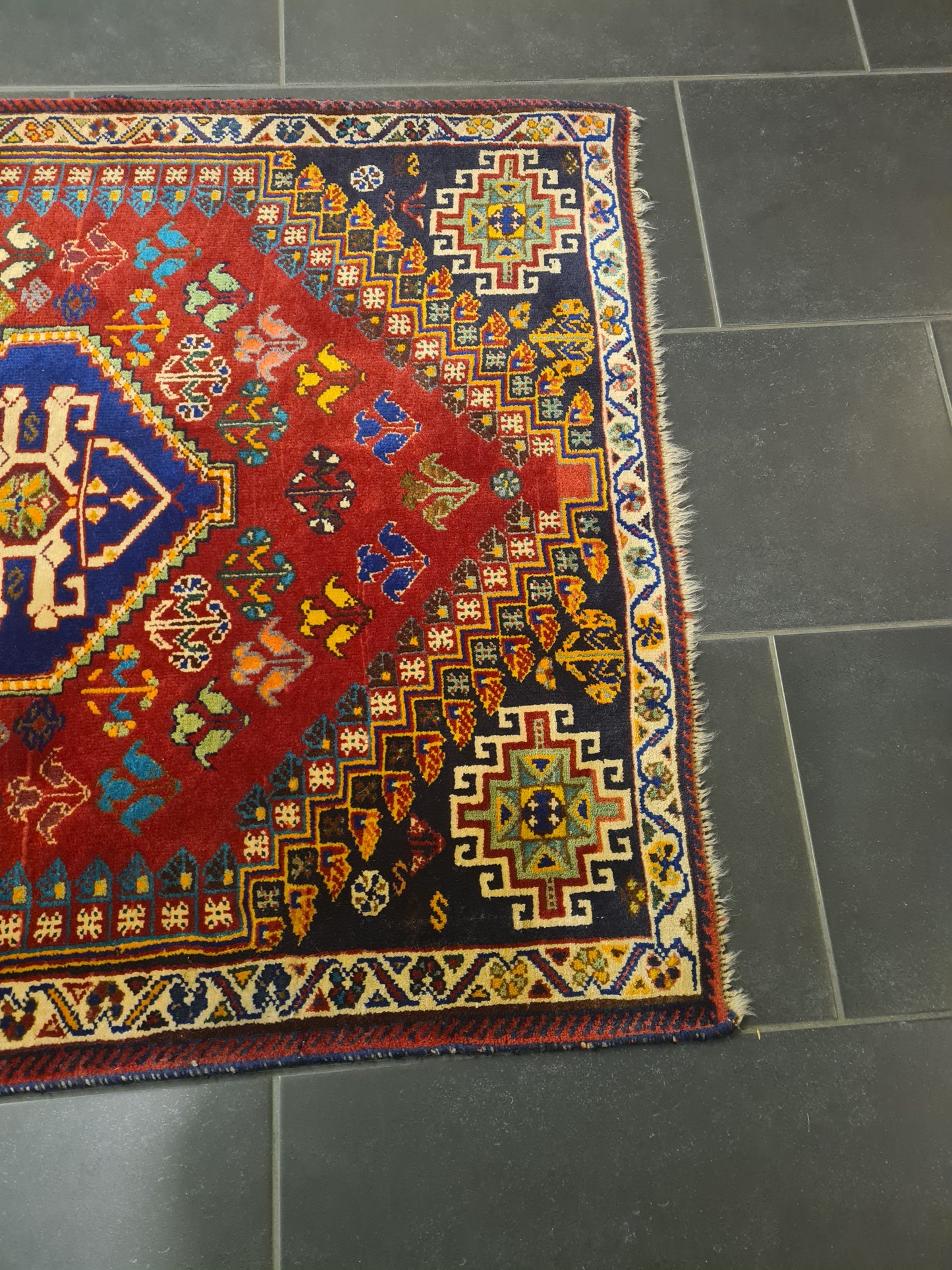 Perserteppich Orientteppich Antiker Handgeknüpfter Shiraz 175x90cm