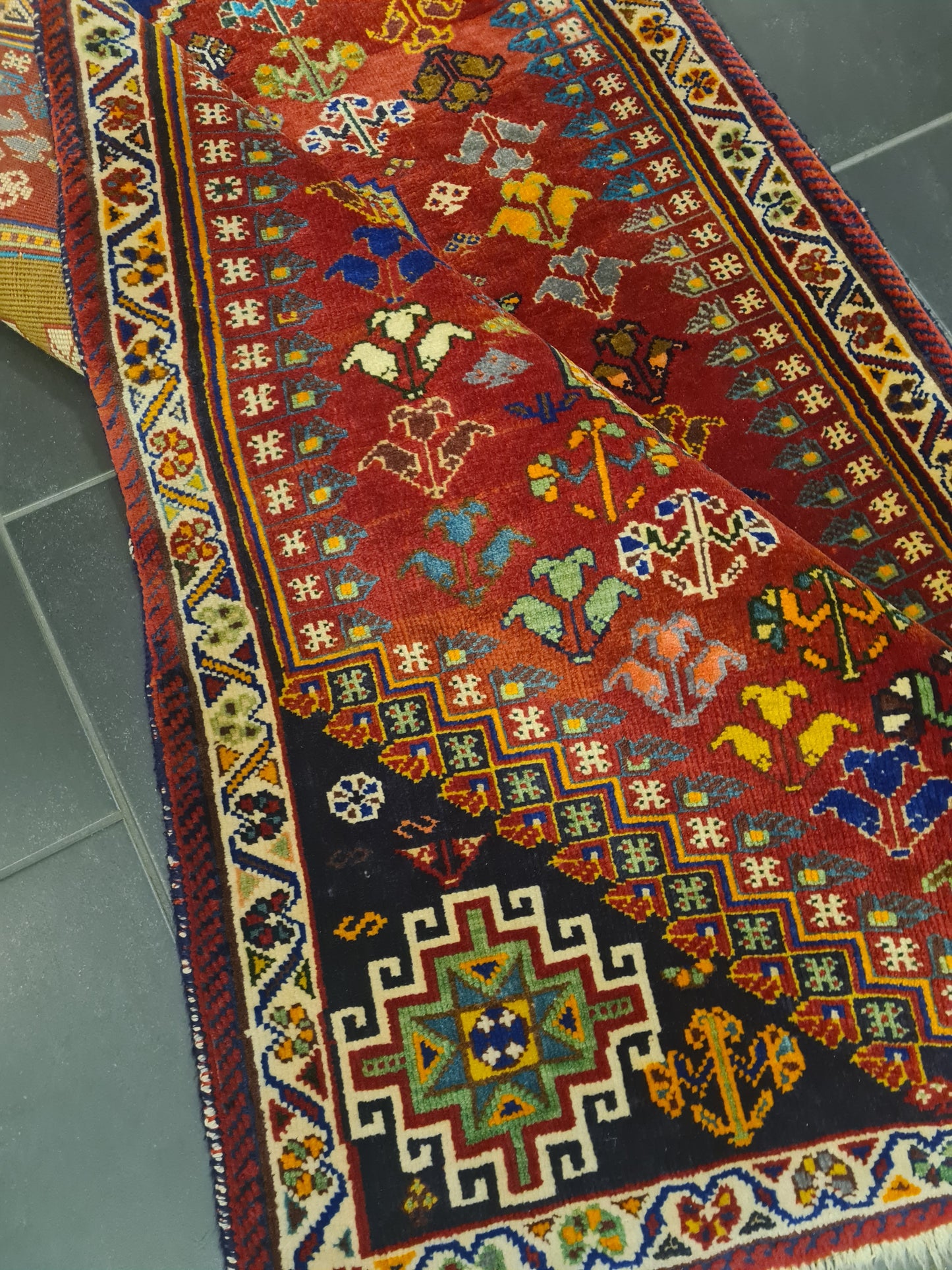 Perserteppich Orientteppich Antiker Handgeknüpfter Shiraz 175x90cm