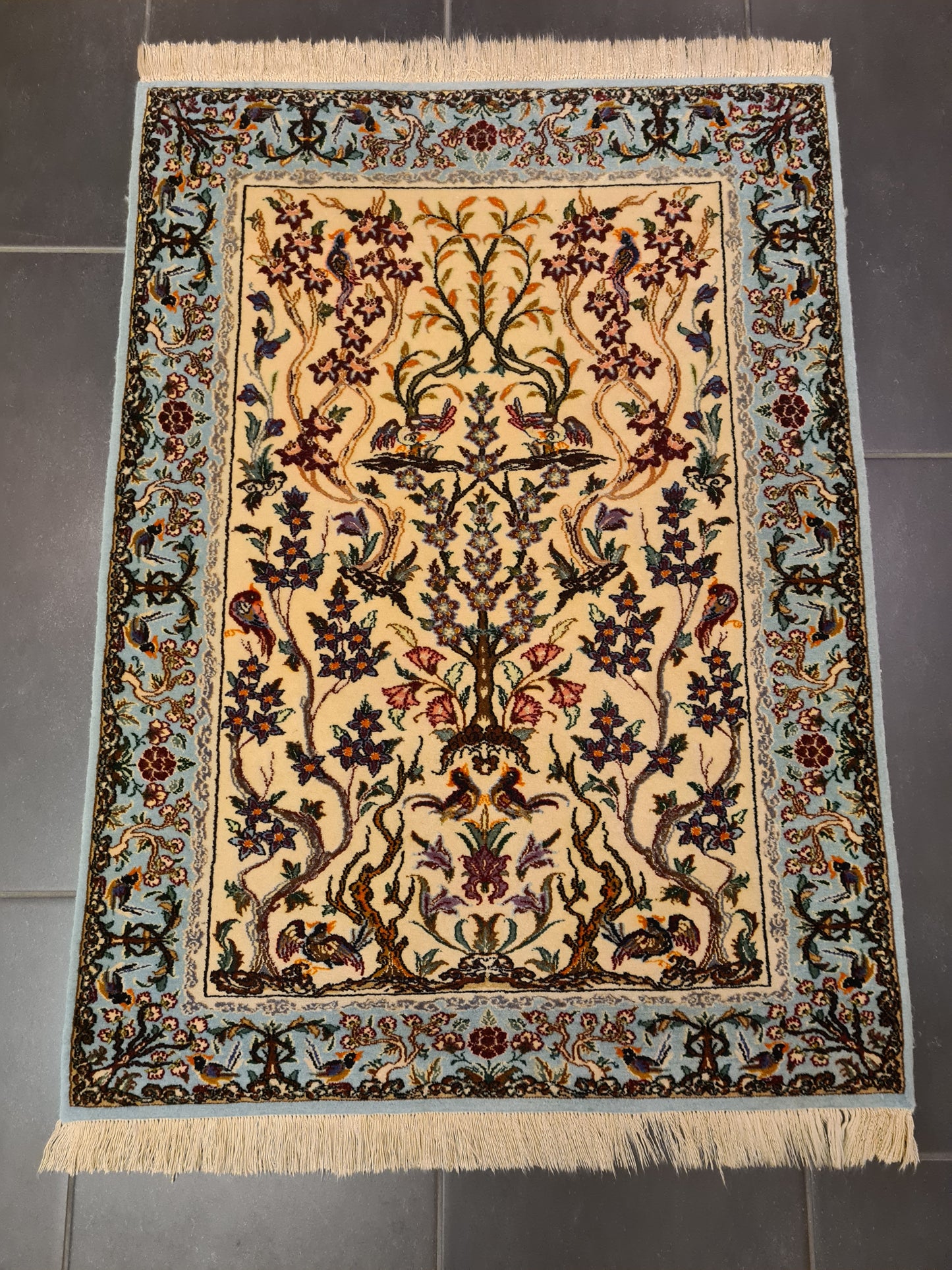 Perserteppich Isfahan Teppich Handgeknüpfter Seidenteppich 95x70cm
