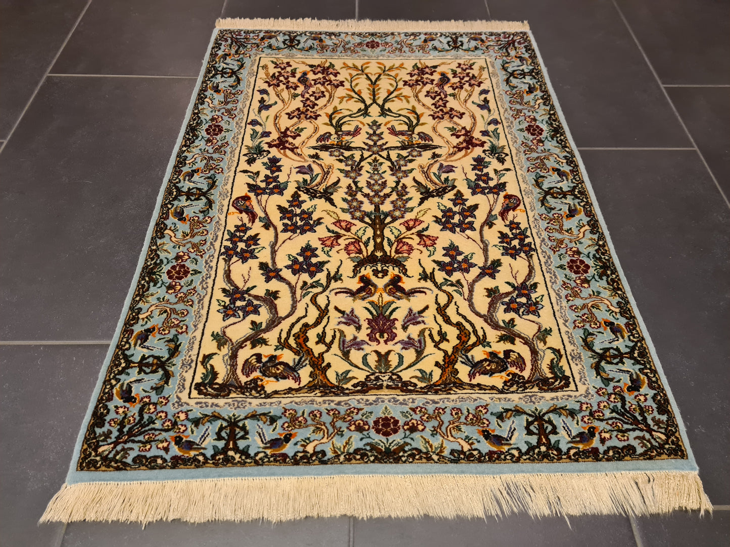 Perserteppich Isfahan Teppich Handgeknüpfter Seidenteppich 95x70cm