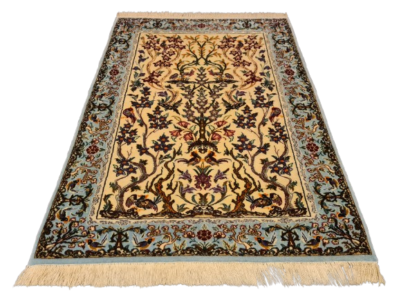 Perserteppich Isfahan Teppich Handgeknüpfter Seidenteppich 95x70cm