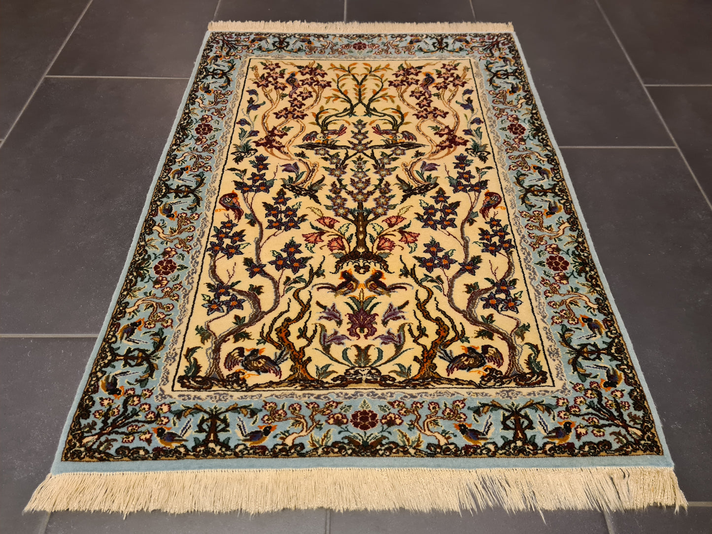 Perserteppich Isfahan Teppich Handgeknüpfter Seidenteppich 95x70cm