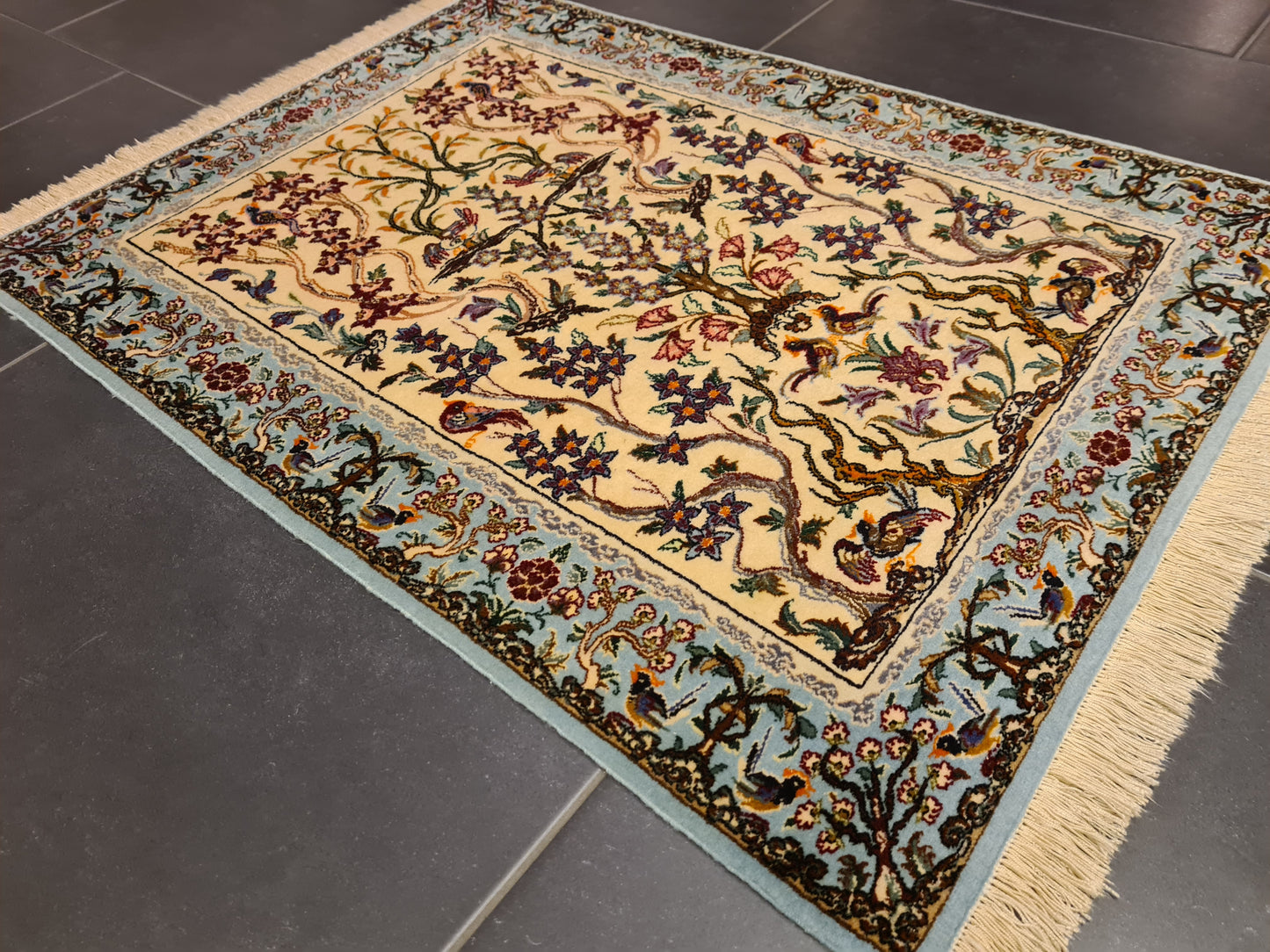 Perserteppich Isfahan Teppich Handgeknüpfter Seidenteppich 95x70cm