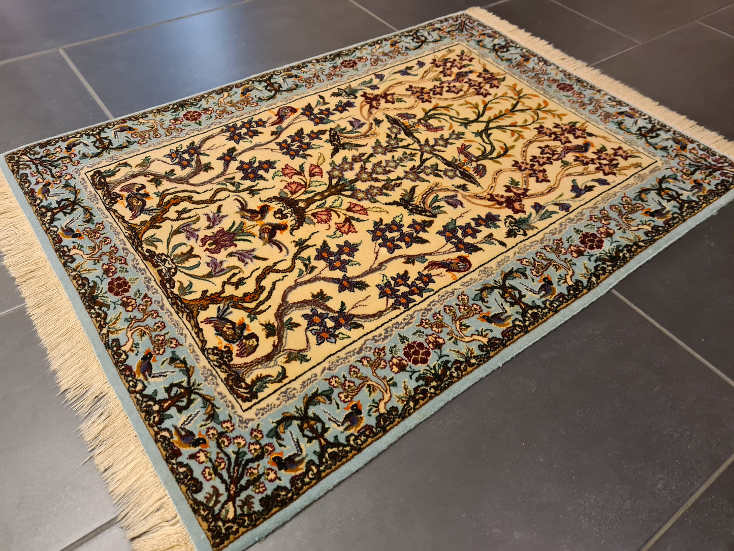 Perserteppich Isfahan Teppich Handgeknüpfter Seidenteppich 95x70cm