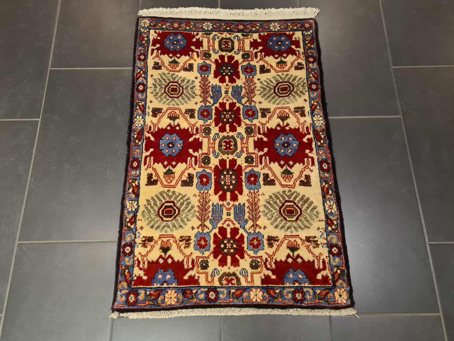 Perserteppich Orientteppich Handgeknüpft Teppich Senneh Bidjar 87x74cm