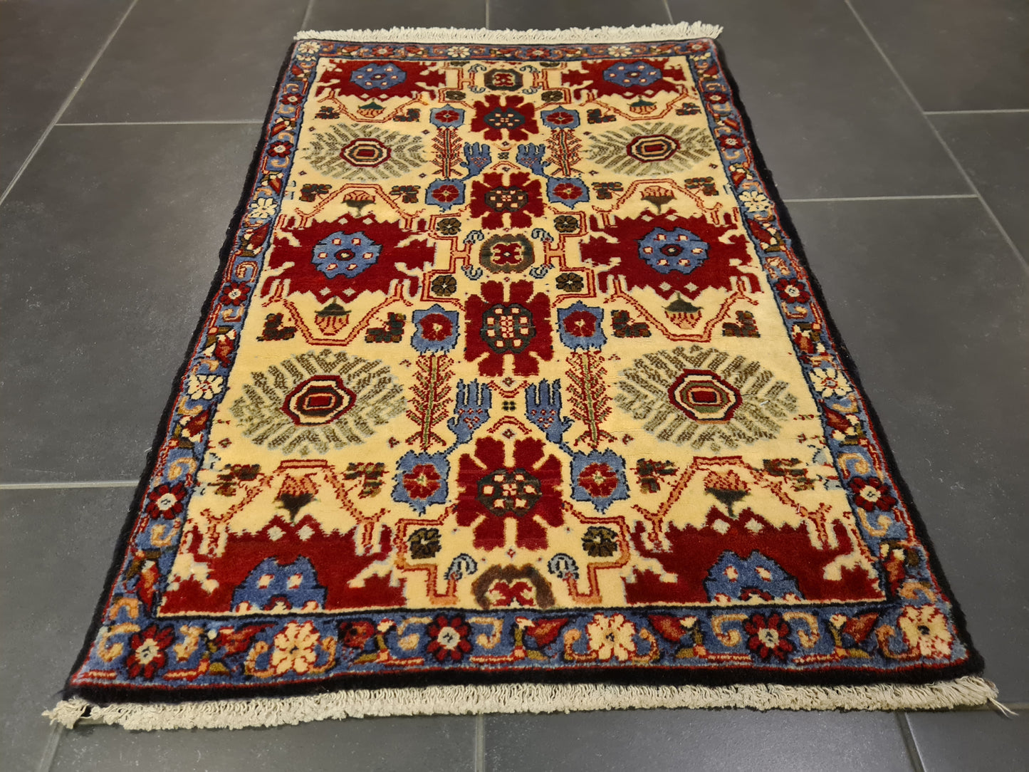 Perserteppich Orientteppich Handgeknüpft Teppich Senneh Bidjar 87x74cm