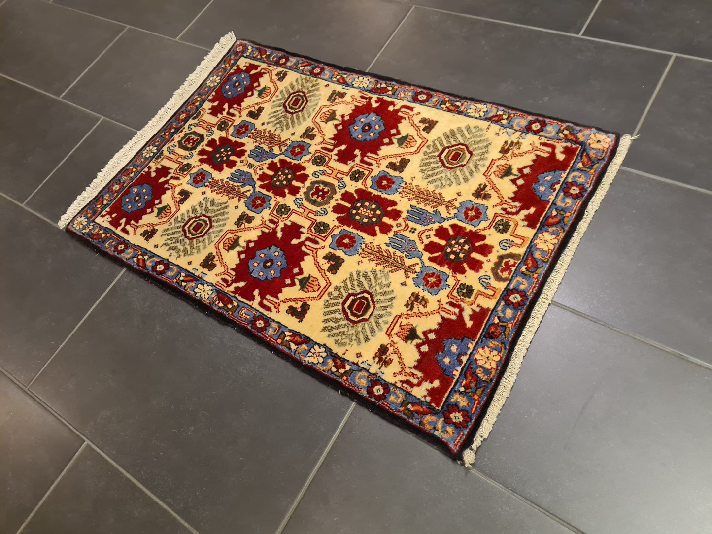 Perserteppich Orientteppich Handgeknüpft Teppich Senneh Bidjar 87x74cm