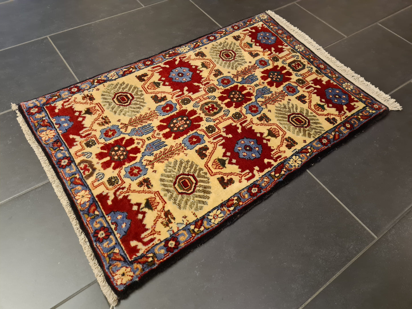 Perserteppich Orientteppich Handgeknüpft Teppich Senneh Bidjar 87x74cm