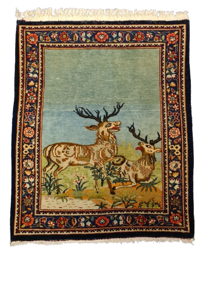 Perserteppich Bilderteppich Handgeknüpfer Teppich Keshan 70x58cm