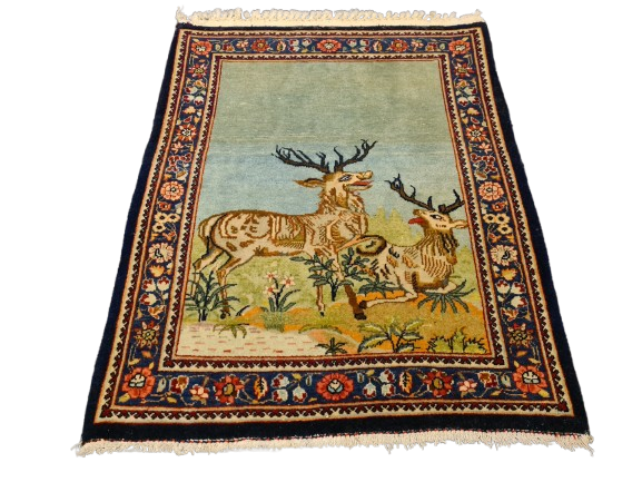 Perserteppich Bilderteppich Handgeknüpfer Teppich Keshan 70x58cm