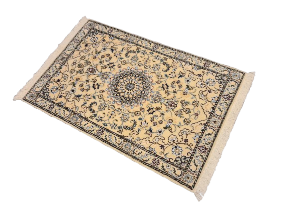 Perserteppich Orientteppich Handgeknüpfter Teppich Nain Seide 100x65cm