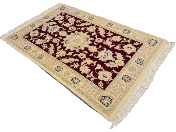 Perserteppich Orientteppich Handgeknüpfter Teppich Nain Seide 90x58cm