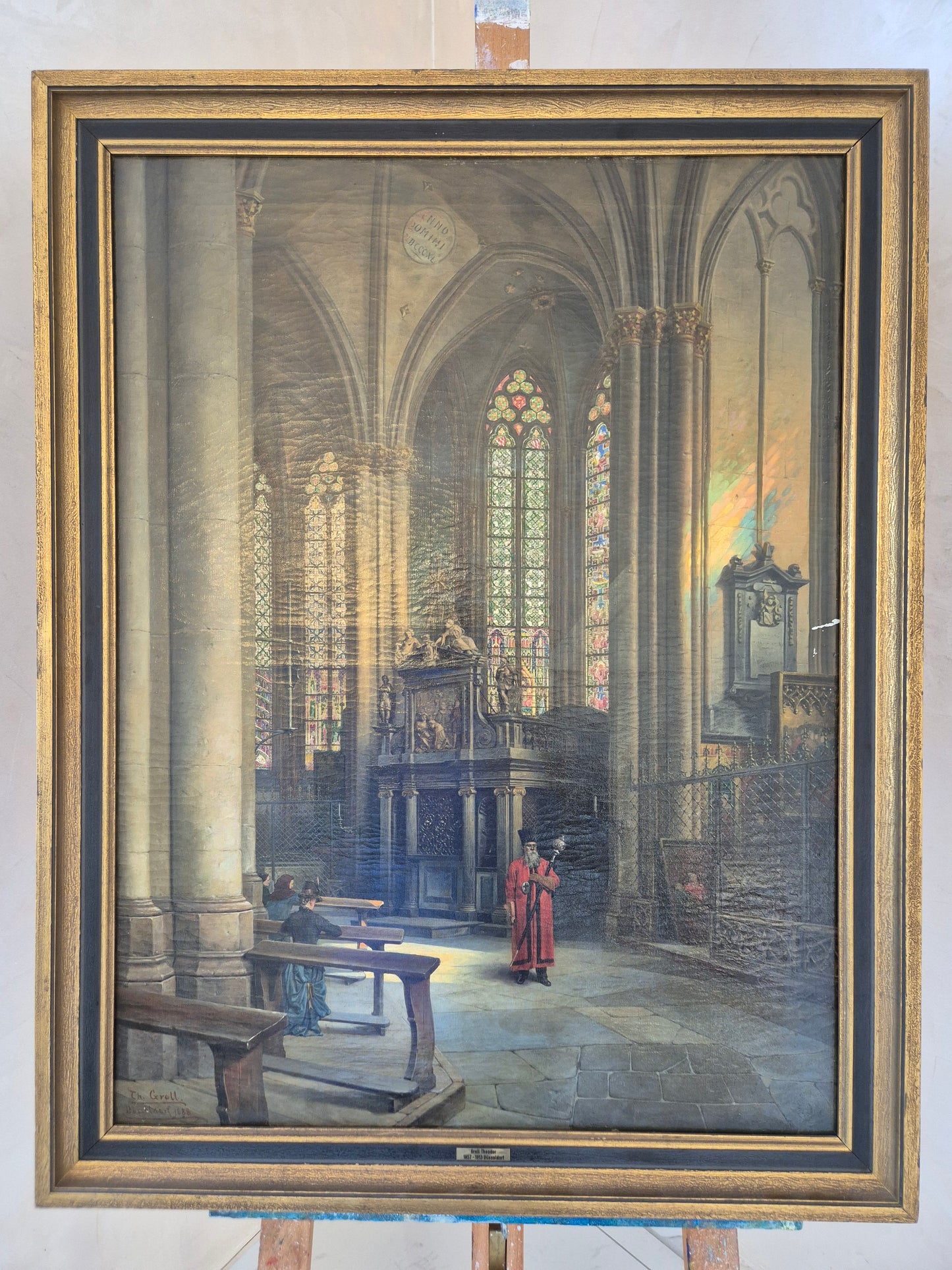 Theodor Groll (1857-1913) Ölgemälde Interior Kölner Dom 1888 93x73cm