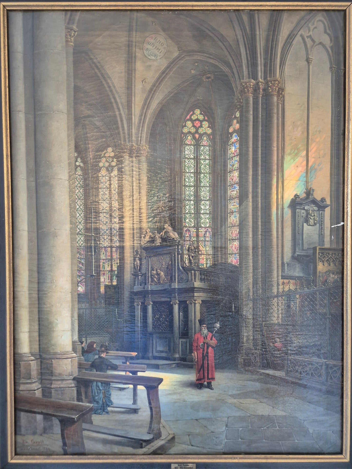 Theodor Groll (1857-1913) Ölgemälde Interior Kölner Dom 1888 93x73cm