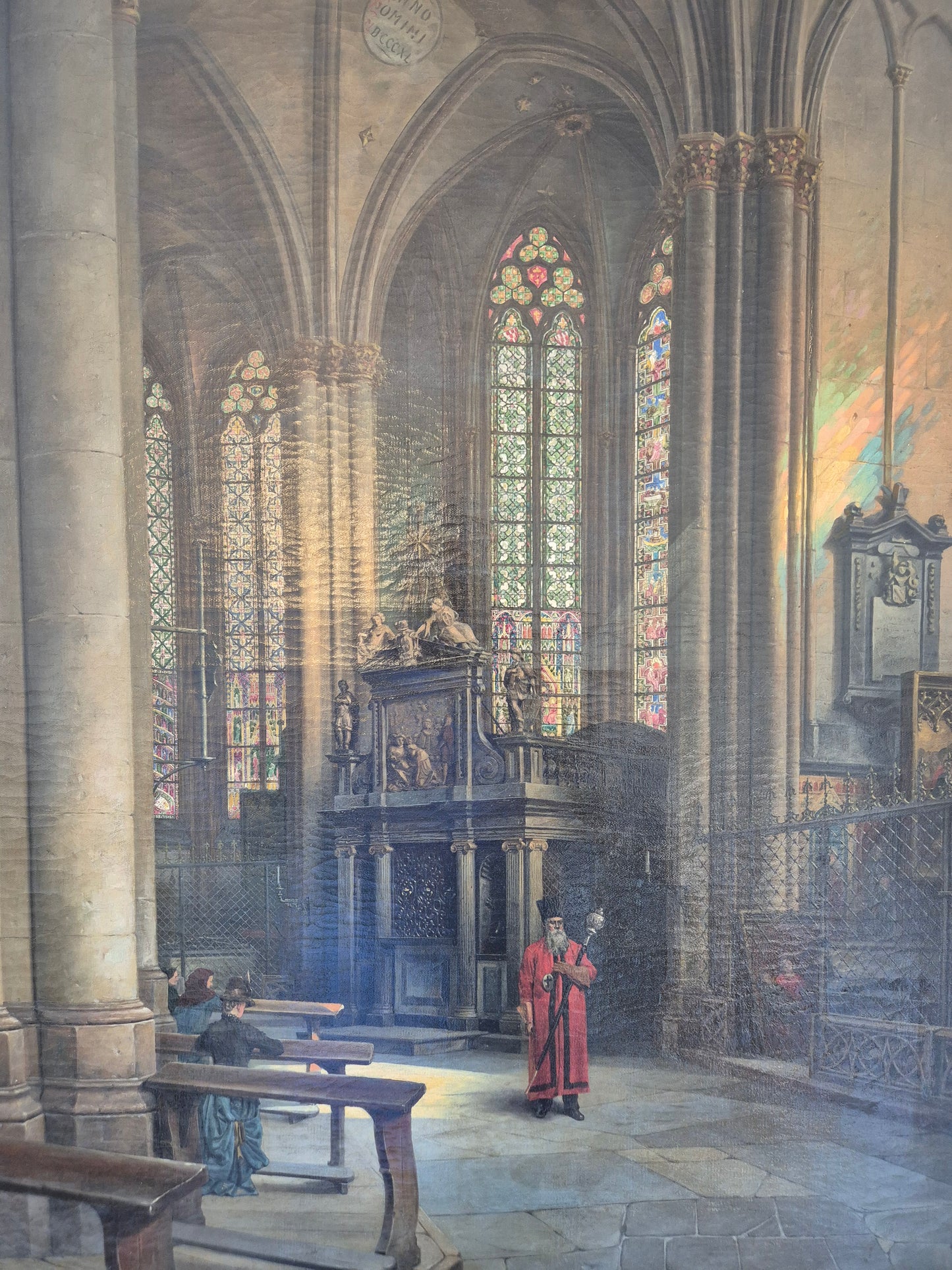 Theodor Groll (1857-1913) Ölgemälde Interior Kölner Dom 1888 93x73cm