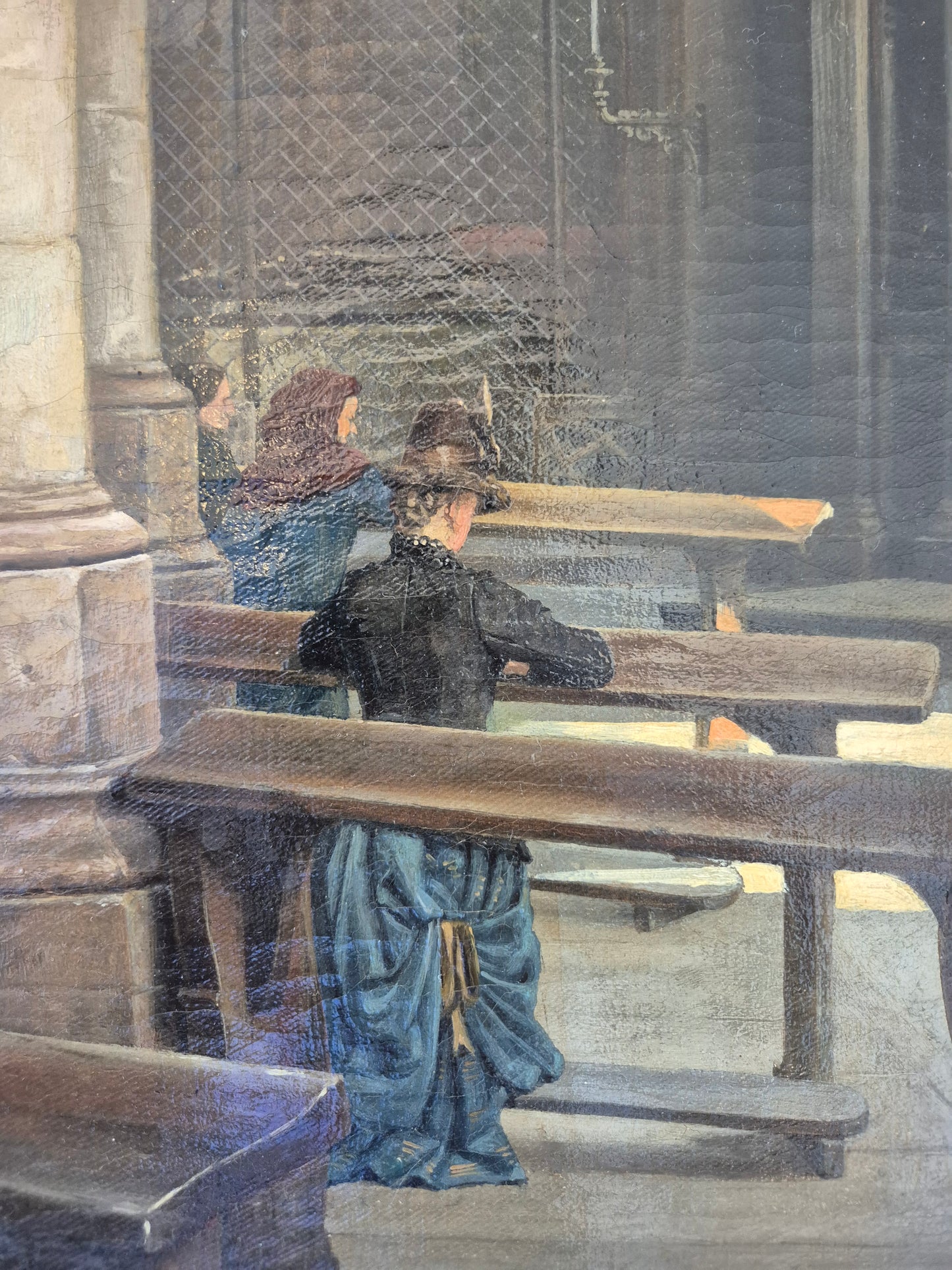 Theodor Groll (1857-1913) Ölgemälde Interior Kölner Dom 1888 93x73cm