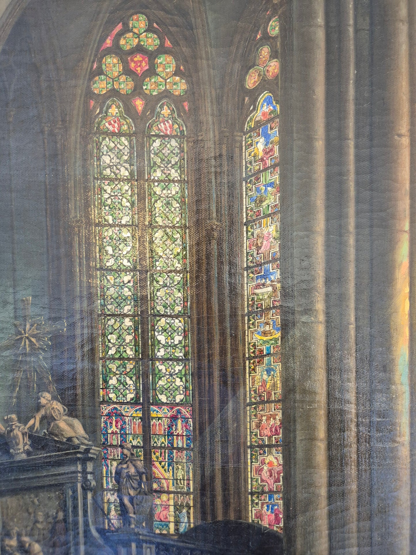 Theodor Groll (1857-1913) Ölgemälde Interior Kölner Dom 1888 93x73cm