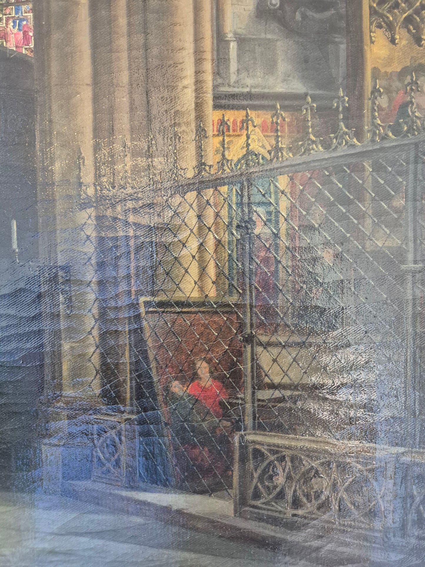 Theodor Groll (1857-1913) Ölgemälde Interior Kölner Dom 1888 93x73cm