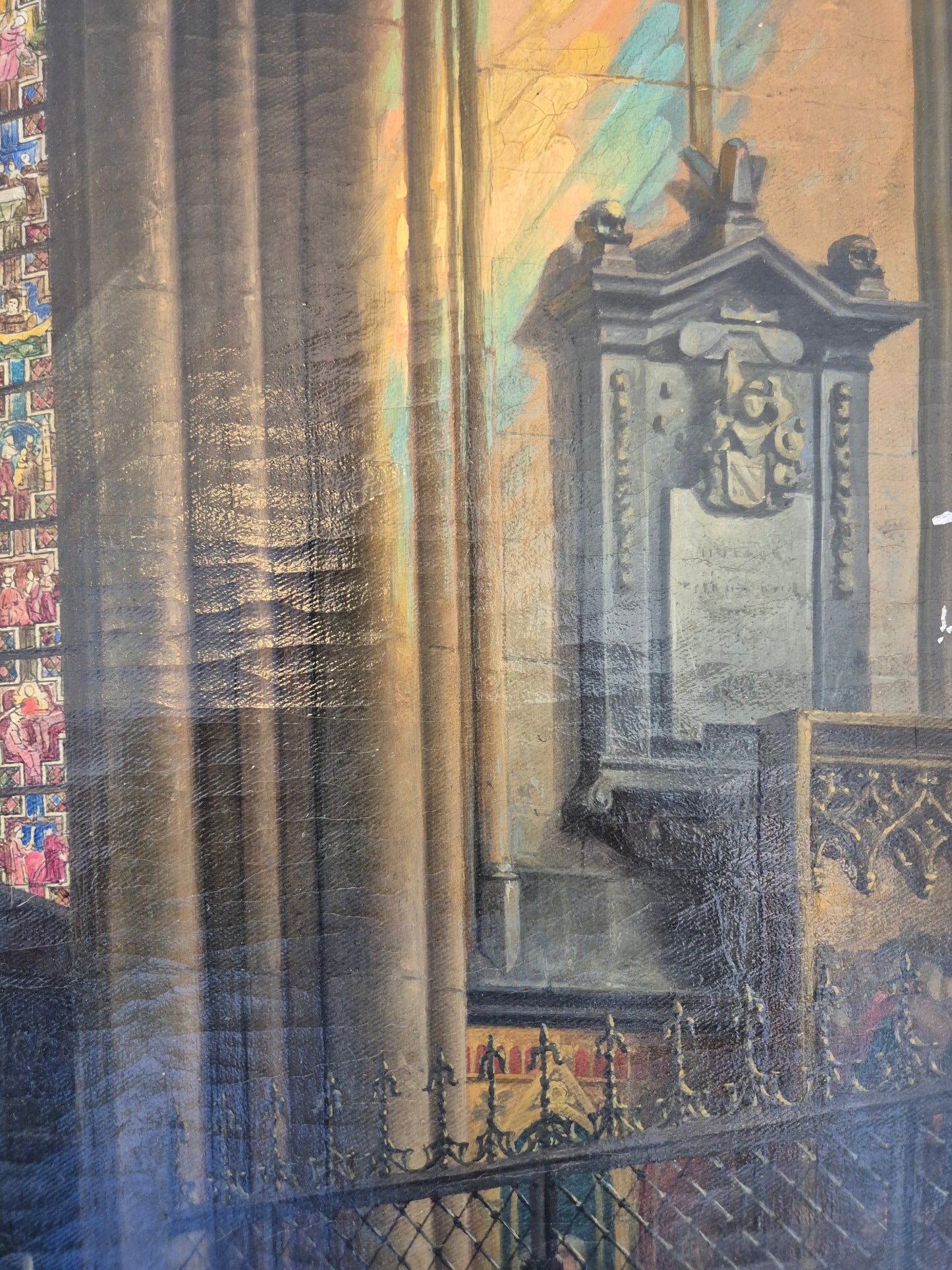 Theodor Groll (1857-1913) Ölgemälde Interior Kölner Dom 1888 93x73cm