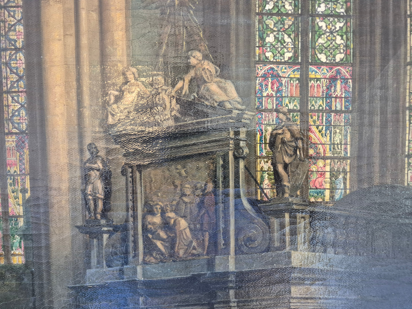 Theodor Groll (1857-1913) Ölgemälde Interior Kölner Dom 1888 93x73cm