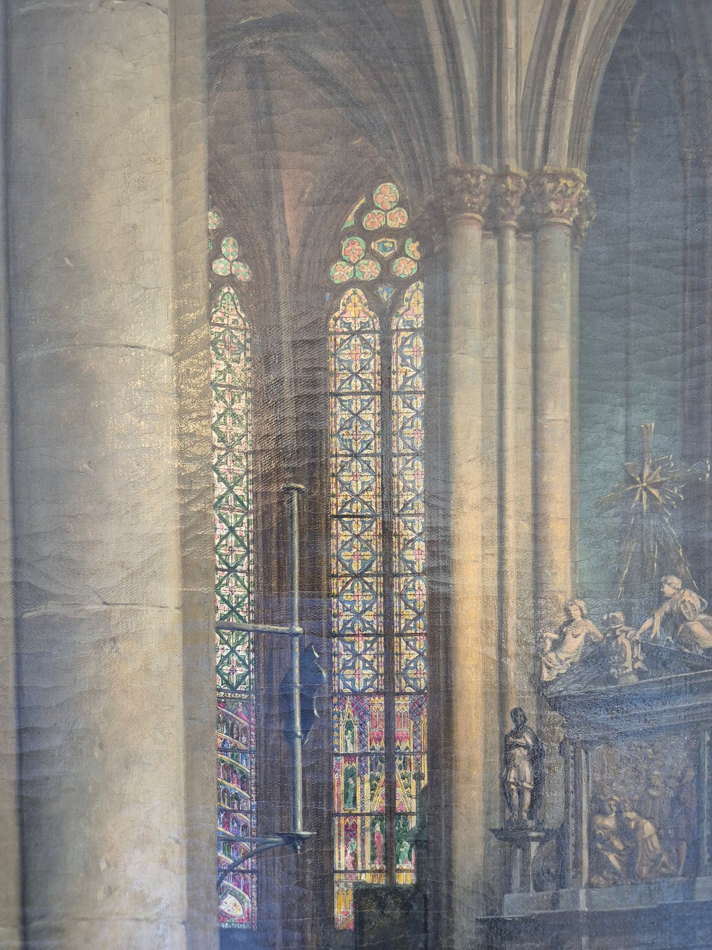 Theodor Groll (1857-1913) Ölgemälde Interior Kölner Dom 1888 93x73cm