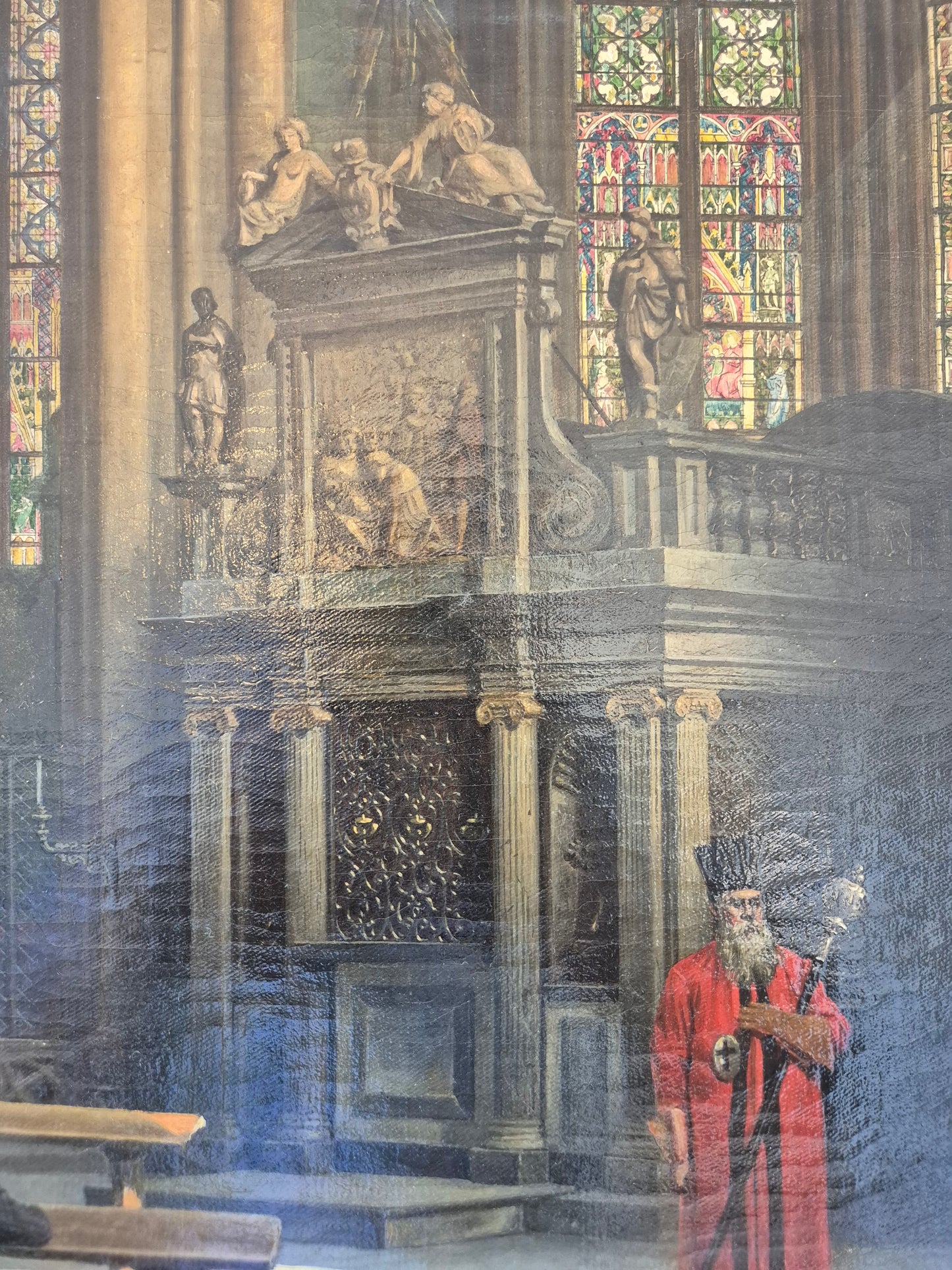 Theodor Groll (1857-1913) Ölgemälde Interior Kölner Dom 1888 93x73cm