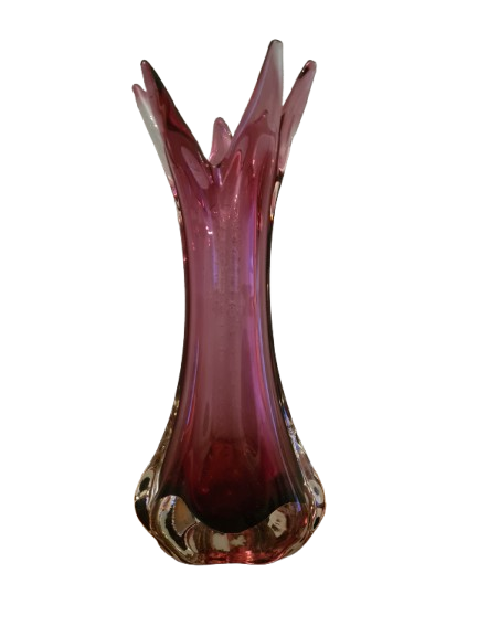 Violette Vase Muranoglas Fratelli Toso 1970er Sammlerglas 31cm