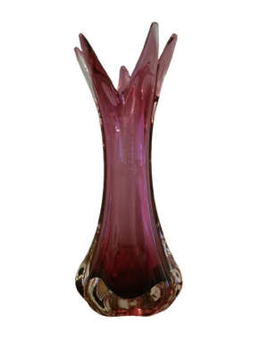 Violette Vase Muranoglas Fratelli Toso 1970er Sammlerglas 31cm