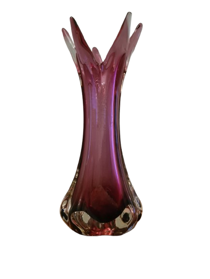 Violette Vase Muranoglas Fratelli Toso 1970er Sammlerglas 31cm
