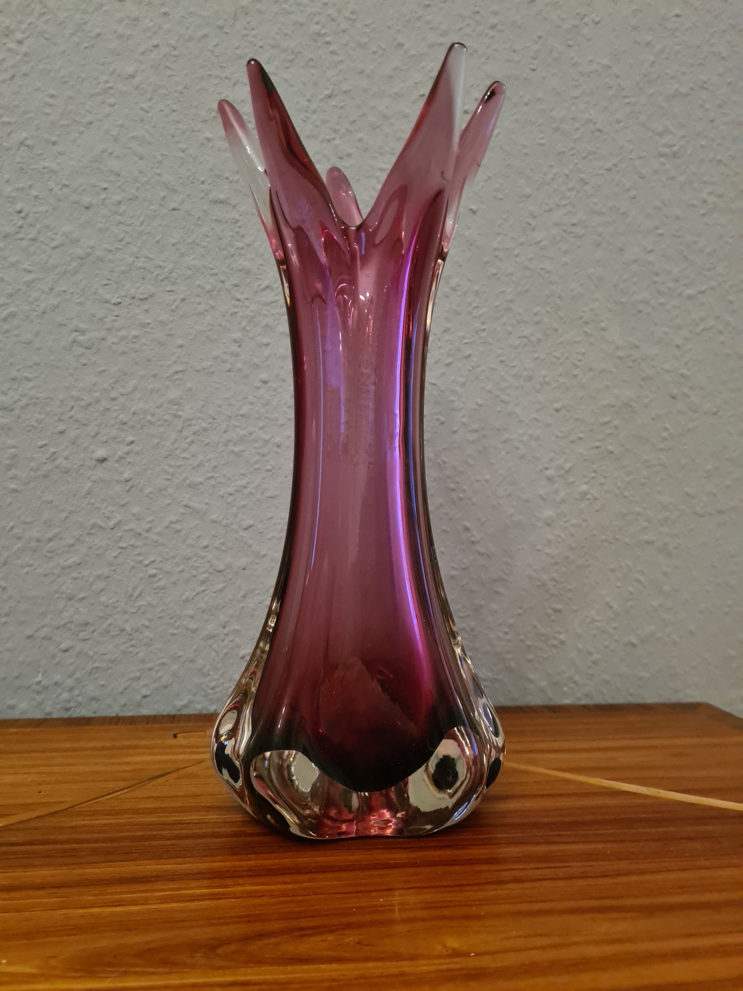 Violette Vase Muranoglas Fratelli Toso 1970er Sammlerglas 31cm