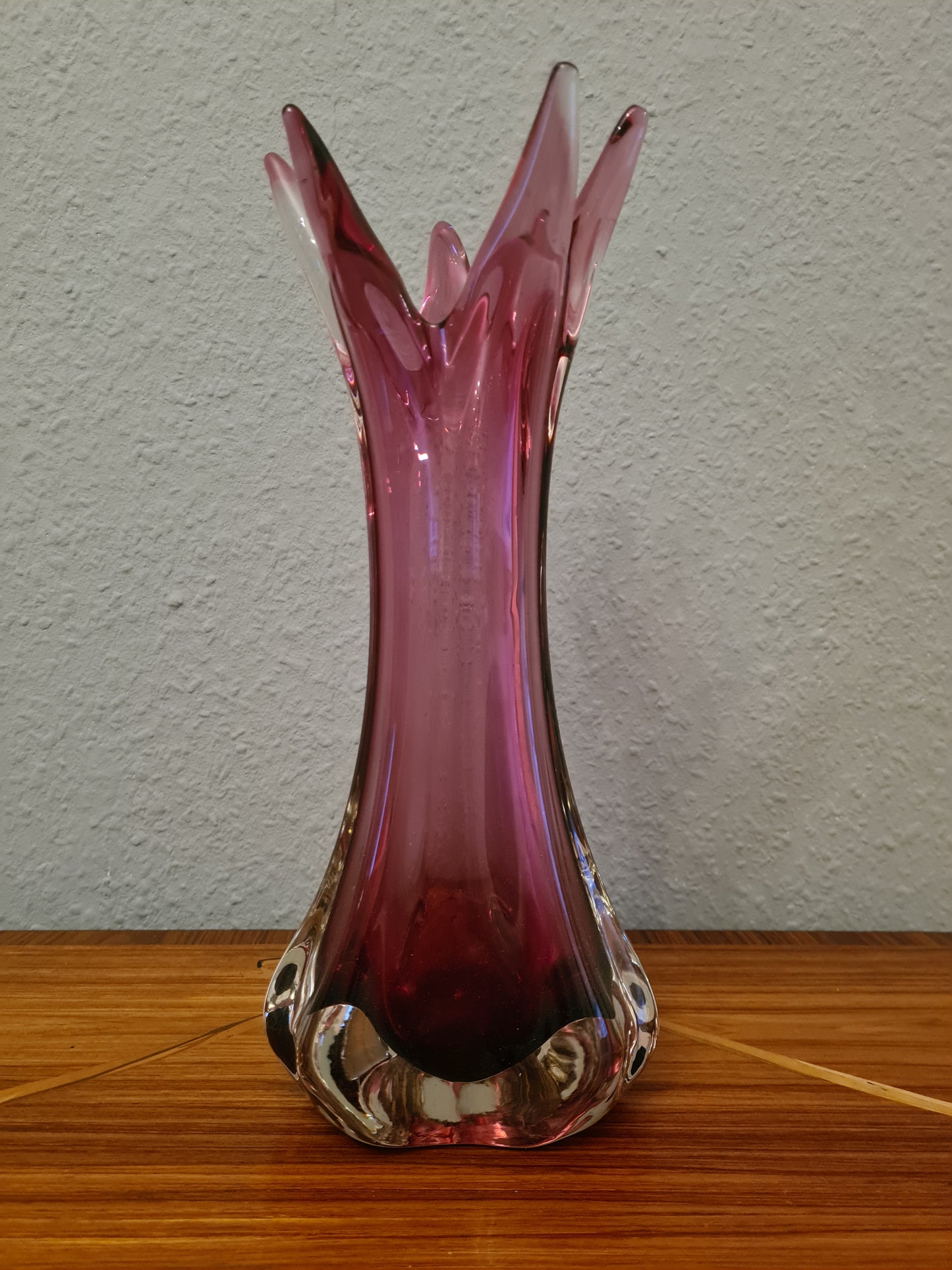Violette Vase Muranoglas Fratelli Toso 1970er Sammlerglas 31cm