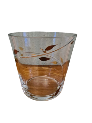 EISCH Künstler Glas Vase Schale Kübel Dekor goldene Blätter 18cm