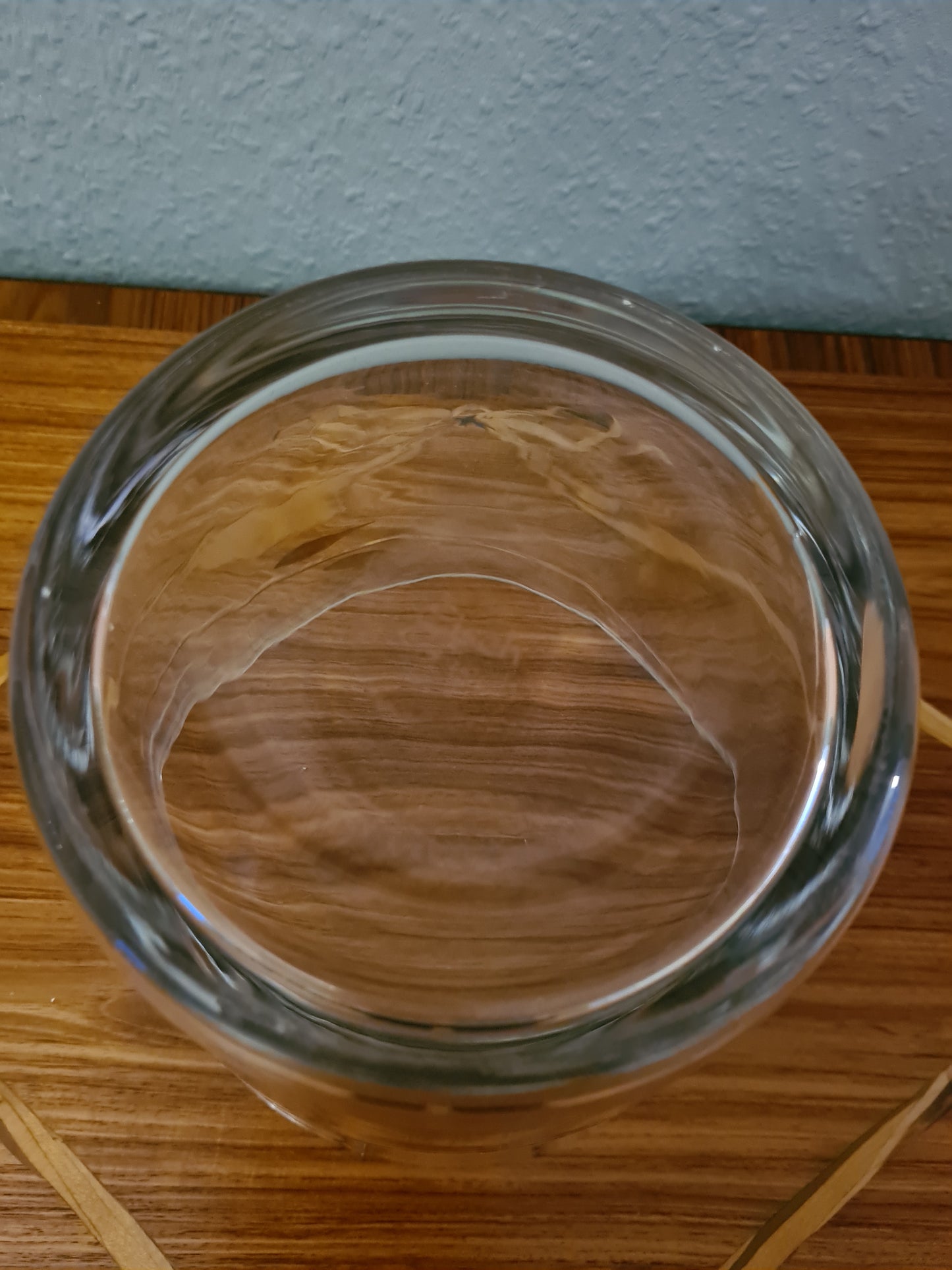 EISCH Künstler Glas Vase Schale Kübel Dekor goldene Blätter 18cm