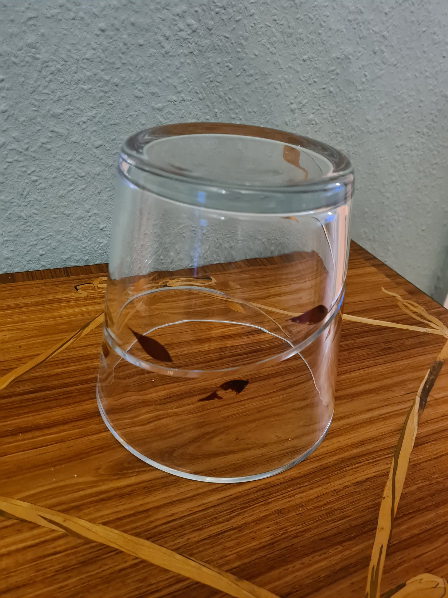 EISCH Künstler Glas Vase Schale Kübel Dekor goldene Blätter 18cm