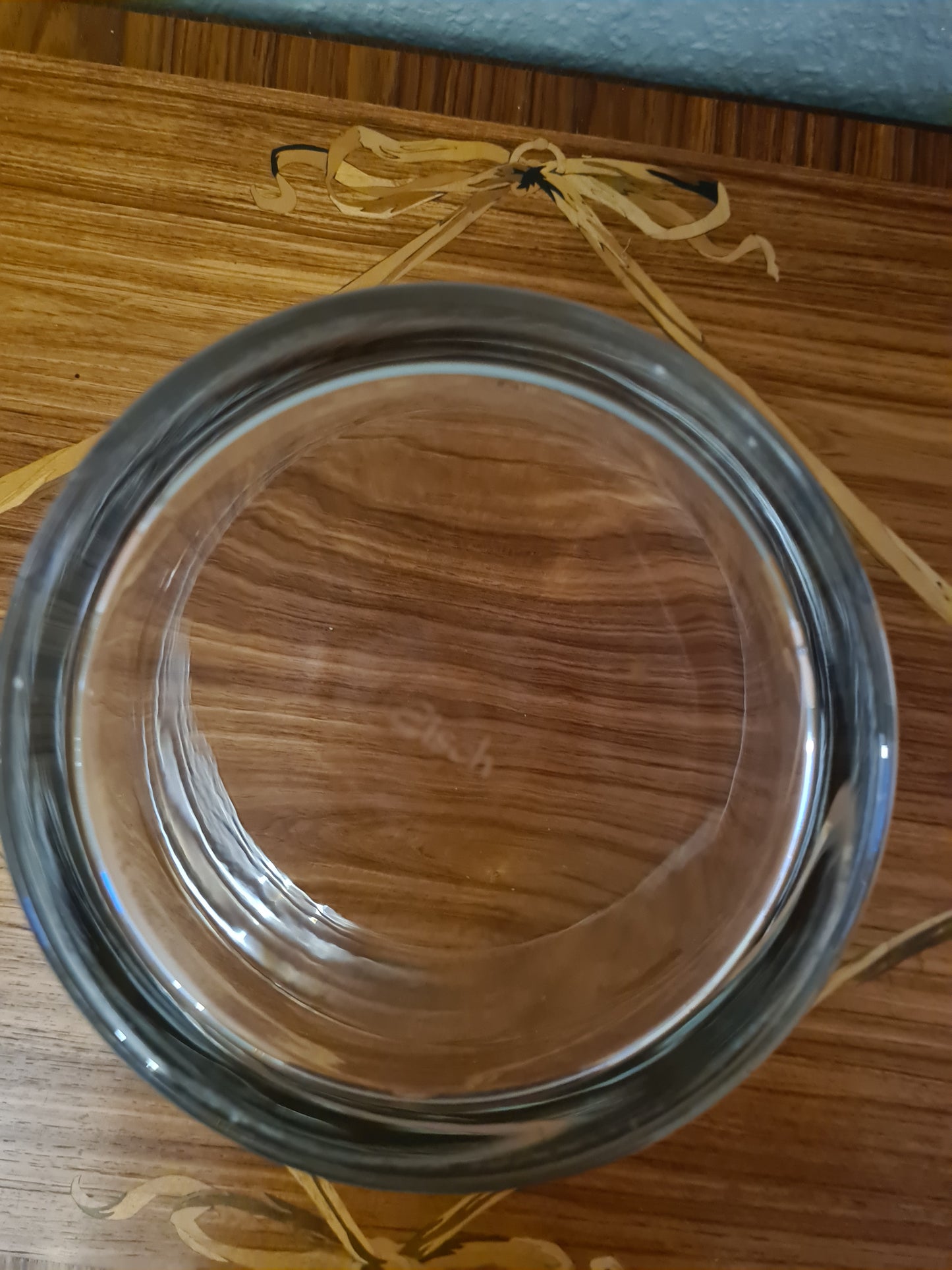 EISCH Künstler Glas Vase Schale Kübel Dekor goldene Blätter 18cm