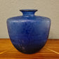 Künstlerglasvase in Blau mit organischer Form 22cm