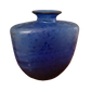 Künstlerglasvase in Blau mit organischer Form 22cm