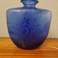 Künstlerglasvase in Blau mit organischer Form 22cm