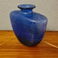 Künstlerglasvase in Blau mit organischer Form 22cm