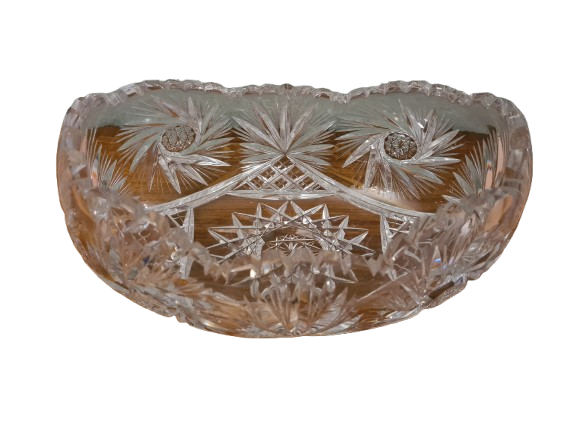 Große Bleikristallschale mit Stern Fächerdekor 30cm