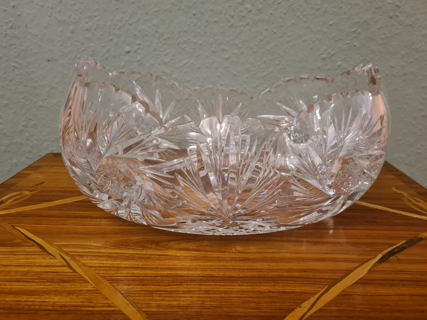 Große Bleikristallschale mit Stern Fächerdekor 30cm