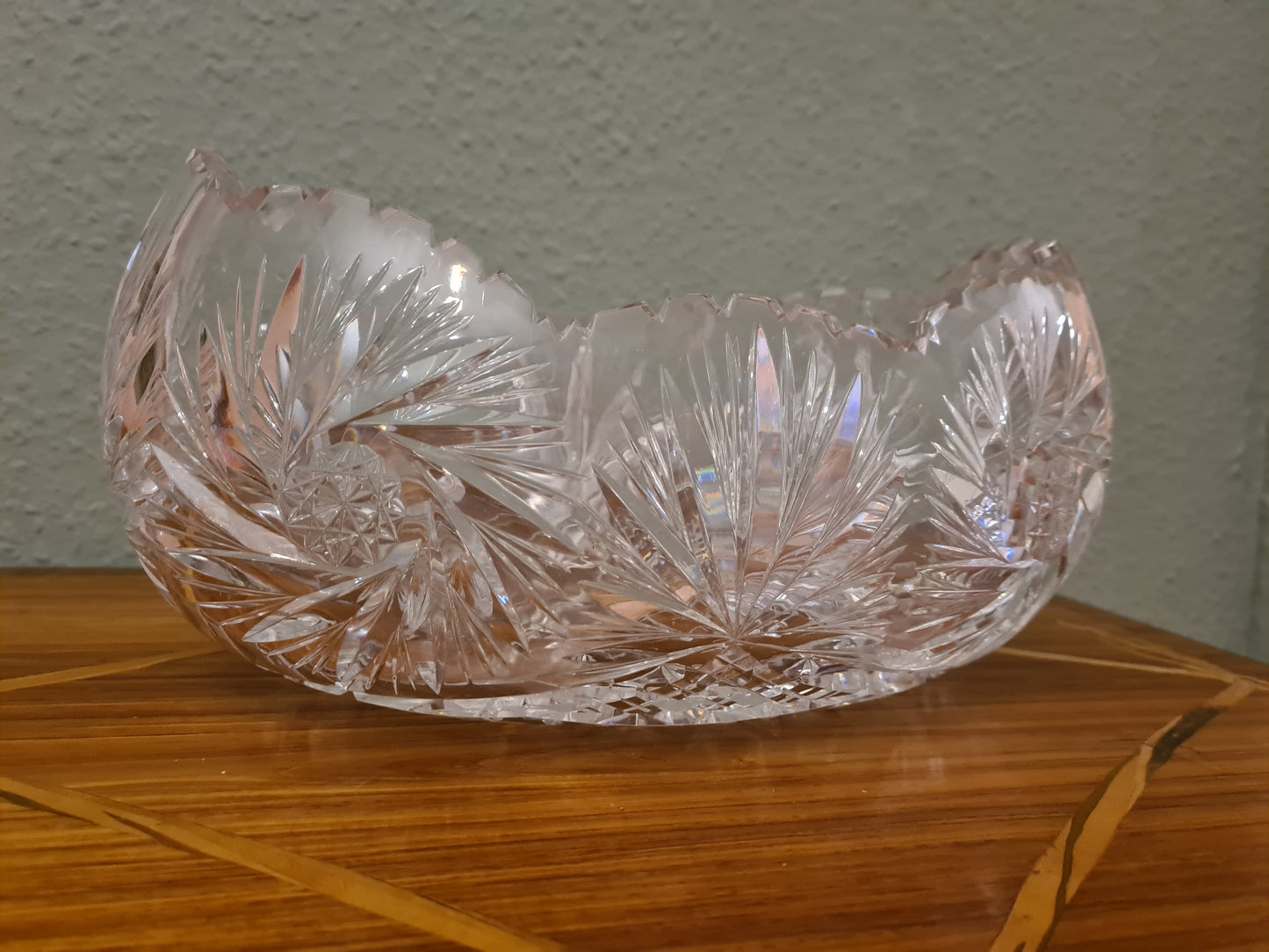 Große Bleikristallschale mit Stern Fächerdekor 30cm