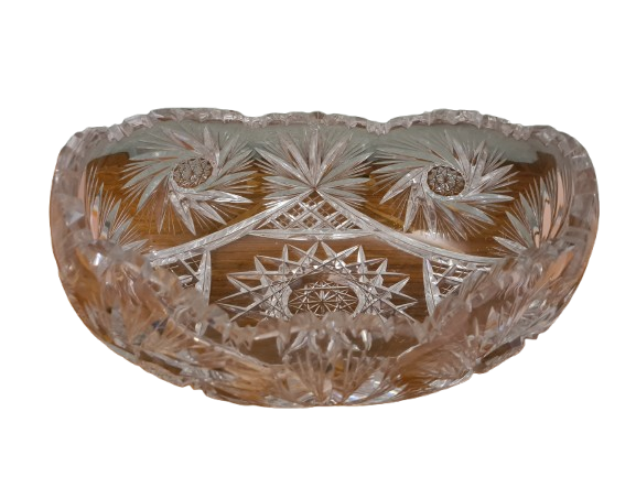 Große Bleikristallschale mit Stern Fächerdekor 30cm