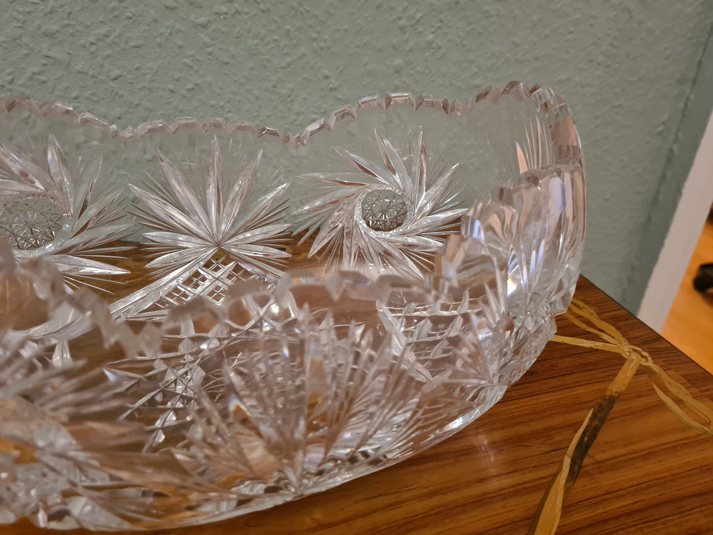 Große Bleikristallschale mit Stern Fächerdekor 30cm